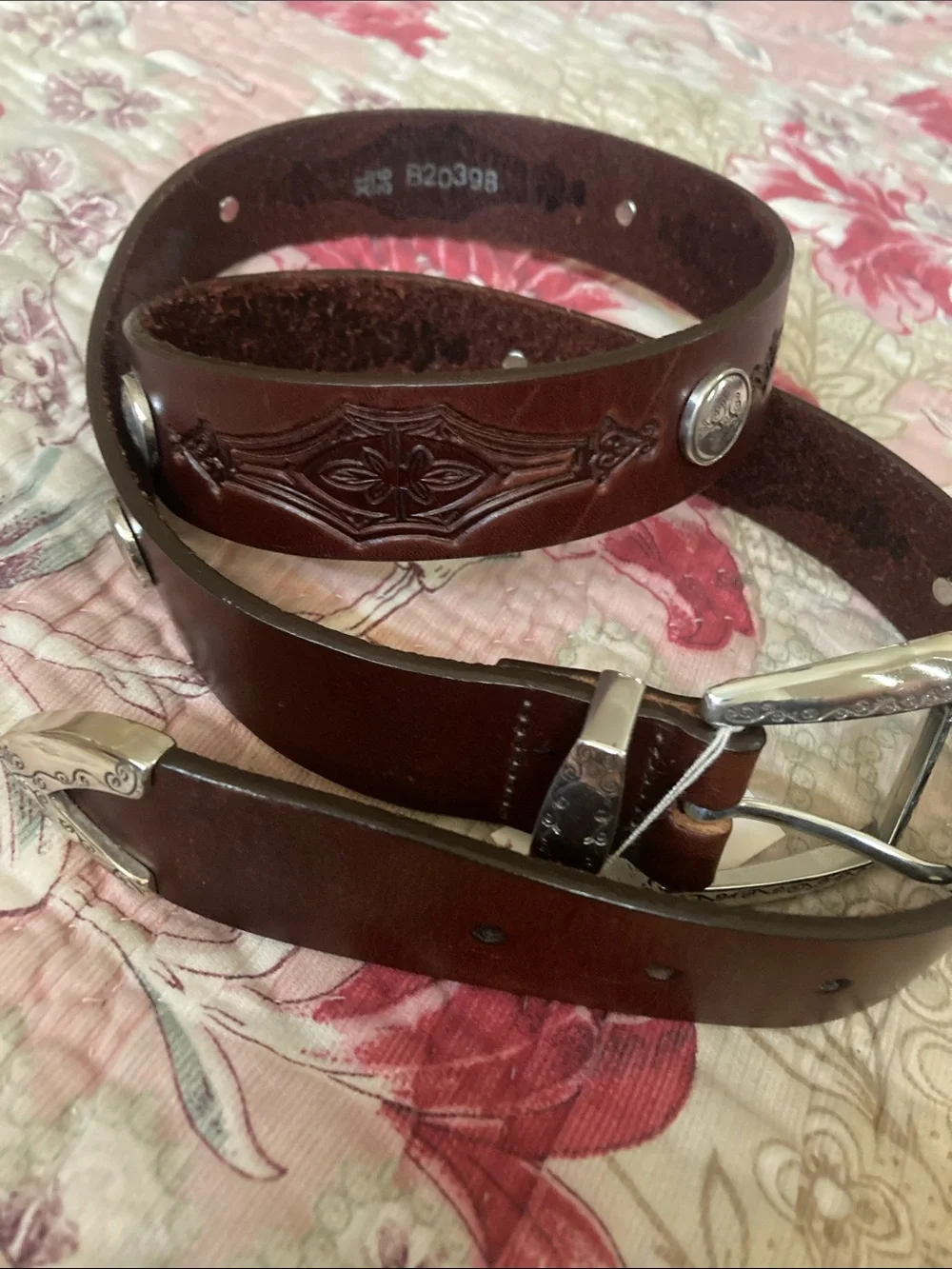 Brighton Women’s Brown Leather Belt with Embossed Detail
